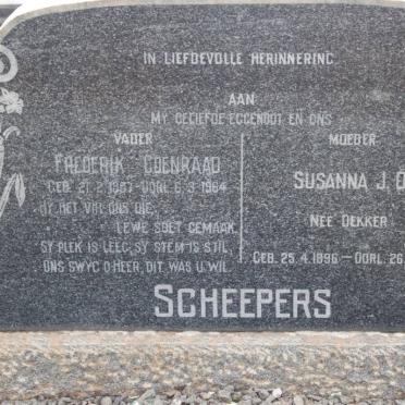 SCHEEPERS Frederik Coenraad 1887-1964 &amp; Susanna J.O. DEKKER 1896-1958