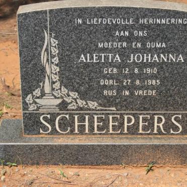 SCHEEPERS Aletta Johanna 1910-1985