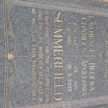 SUMMERFIELD Lawrence Charles 1910-1980 &amp; Helena Apollonia 1915-1999