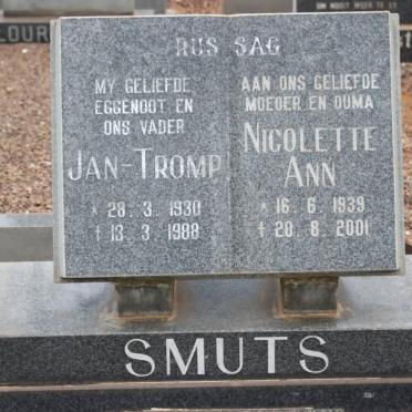 SMUTS Jan-Tromp 1930-1988 &amp; Nicolette Ann 1939-2001