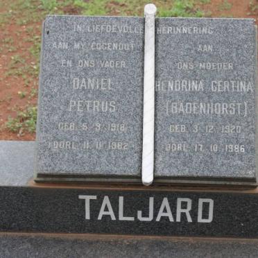 TALJARD Daniel Petrus 1918-1982 &amp; Hendrina Gertina BADENHORST 1920-1986