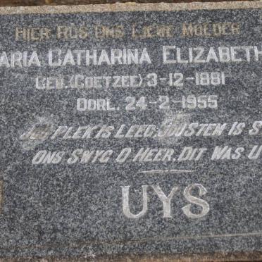 UYS Maria Catharina Elizabeth nee COETZEE 1881-1955