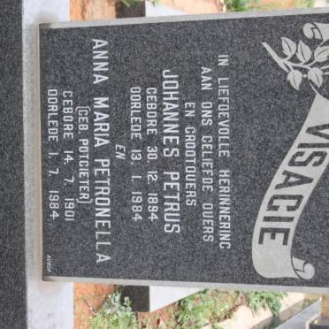 VISAGIE Johannes Petrus 1894-1984 &amp; Anna Maria Petronella POTGIETER 1901-1984
