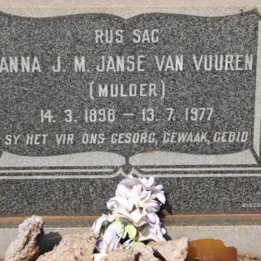 VUUREN Anna J.M.,  Janse van nee MULDER 1898-1977