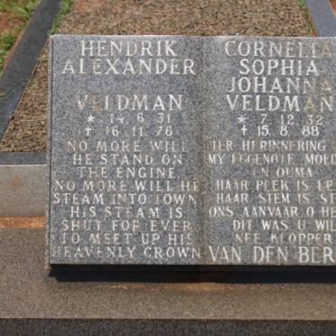 VELDMAN Hendrik Alexander 1931-1976 &amp; Cornelia Sophia Johanna, previously VAN DEN BERG, nee KLOPPER 1932-1988