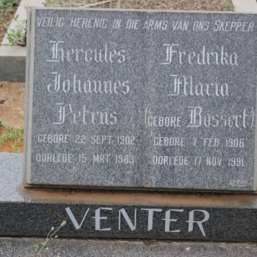 VENTER Hercules Johannes Petrus 1902-1983 &amp; Fredrika Maria BOSSERT 1906-1991