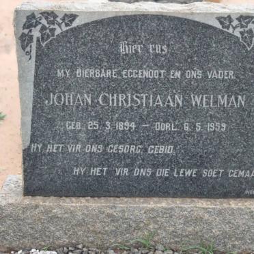 WELMAN Johan Christiaan 1894-1959