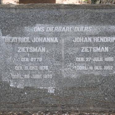 ZIETSMAN Johan Hendrik 1885-1952 &amp; Beatrice Johanna OTTO 1876-1970