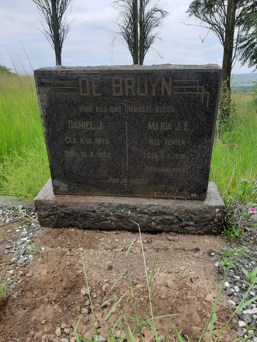 BRUYN Daniel J., de 1869-1952 &amp; Maria J.E. VENTER 1874-1929