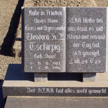 TSCHIRPIG Theodora H.E. nee DUVEL 1903-1996
