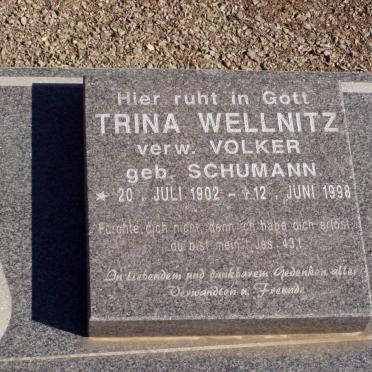 WELLNITZ Trina previously VOLKER nee SCHUMANN 1902-1998