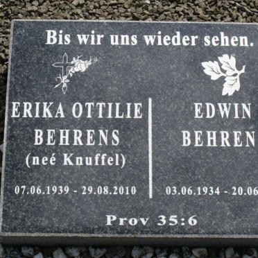 BEHRENS Edwin 1934-2008 &amp; Erika Ottilie KNUFFEL 1939-2010