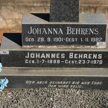 BEHRENS Johannes 1898-1970 &amp; Johanna 1901-1982