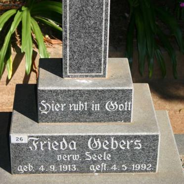 GEBERS Frieda nee SEELE 1913-1992