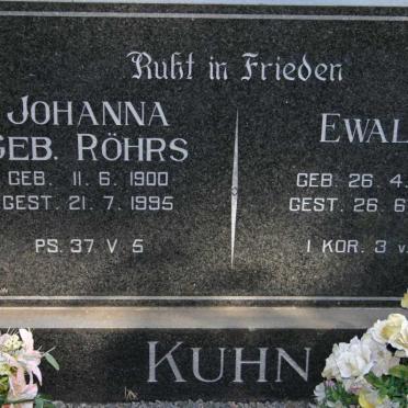 KUHN Ewald 1891-1981 &amp; Johanna RÖHRS 1900-1995