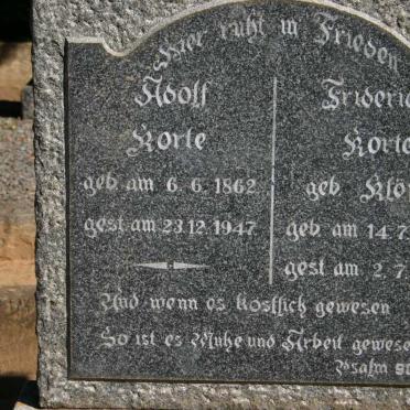 KORTE Adolf 1862-1947 &amp; Fredricke KLÖPFER 1858-1940
