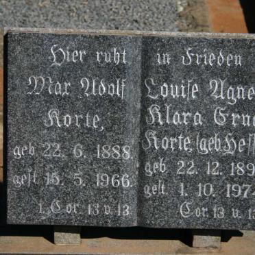 KORTE Mar Adolf 1888-1966 &amp; Louise Agnes Klara Erna HESSE 1899-1974