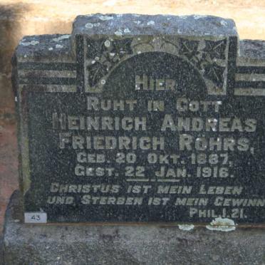RÖHRS Heinrich Andreas Friedrich 1887-1916