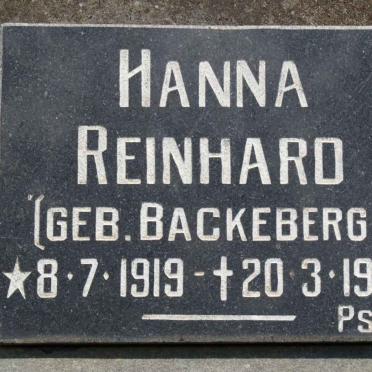 REINHARD Hanna nee BACKEBERG 1919-1994
