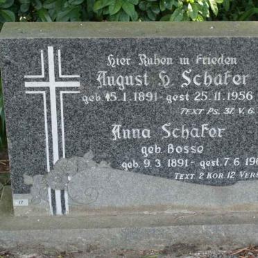 SCHAFER August H. 1891-1956 &amp; Anna BOSSE 1891-1969