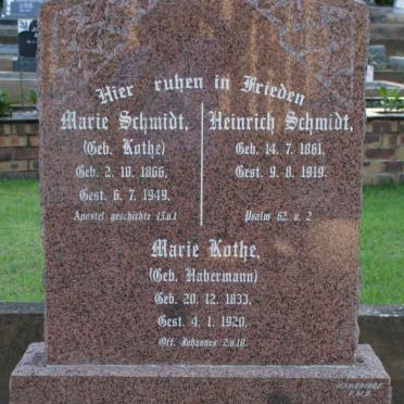 SCHMIDT Heinrich 1861-1919 &amp; Marie KOTHE 1866-1949 :: KOTHE Marie nee HABERMANN 1833-1920