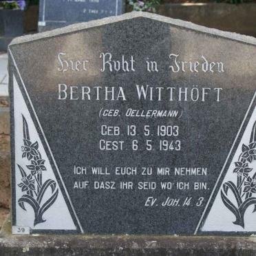 WITTHOFT Bertha nee OELLERMANN 1903-1943
