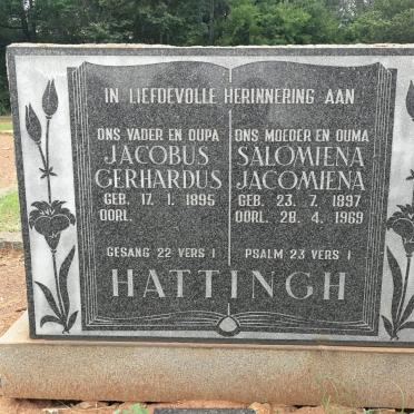 HATTINGH Jacobus Gerhardus 1895- &amp; Salomiena Jacomiena 1897-1969