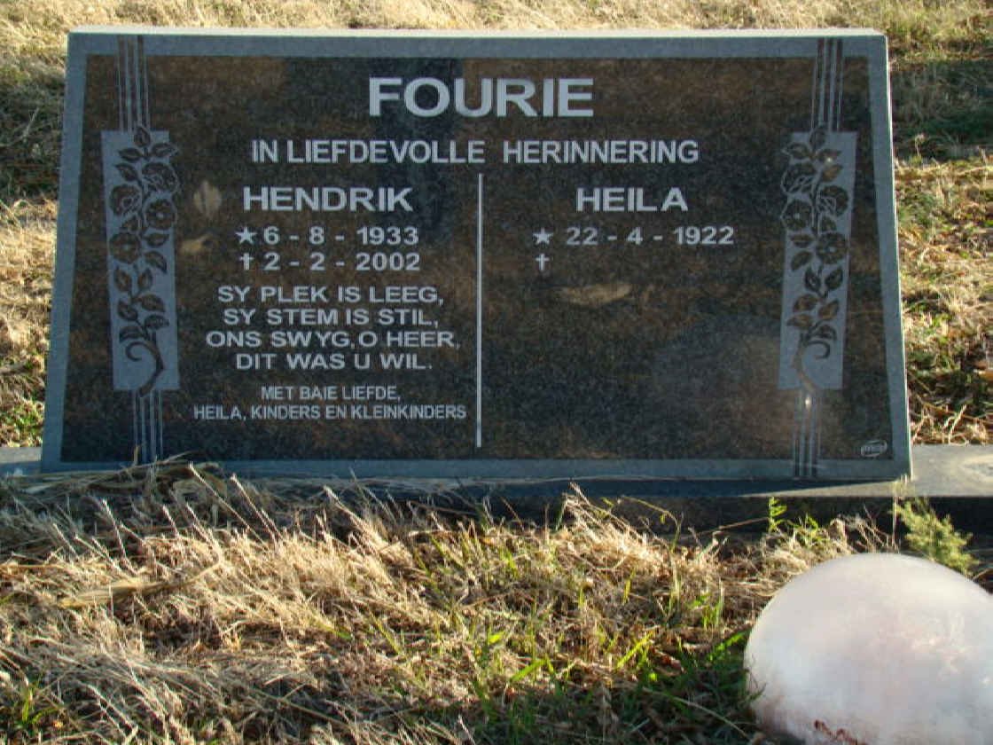 FOURIE Hendrik 1933-2002 &amp; Heila 1922-