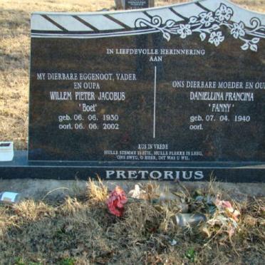 PRETORIUS Willem Pieter Jacobus 1930-2002 &amp; Daniellina Francina 1940-