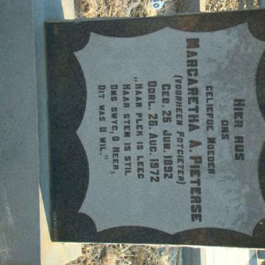 PIETERSE Margaretha A. formerly POTGIETER 1892-1972