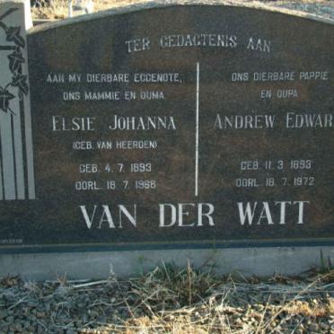 WATT Andrew Edward, van der 1893-1972 &amp; Elsie Johanna VAN HEERDEN 1893-1972