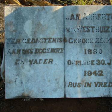 WESTHUIZEN Jan Albertus, van der 1880-1942