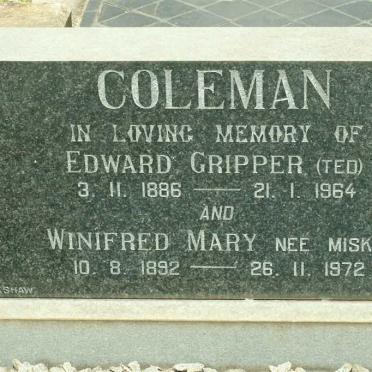 COLEMAN Edward Gripper 1886-1964 &amp; Winifred Mary MISKEN 1892-1972