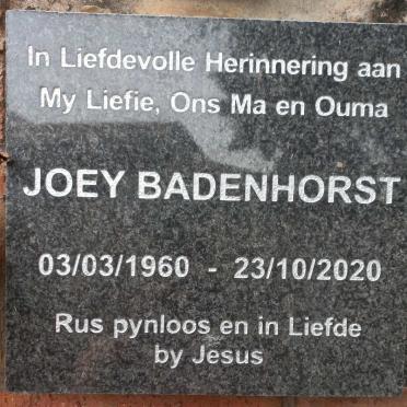 BADENHORST Joey 1960-2020