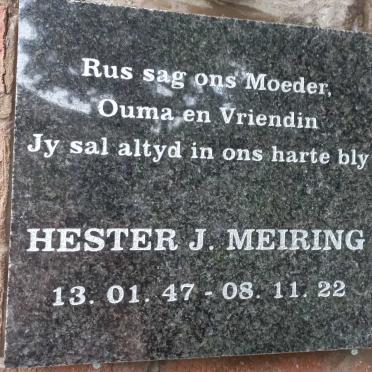 MEIRING Hester J. 1947-2022