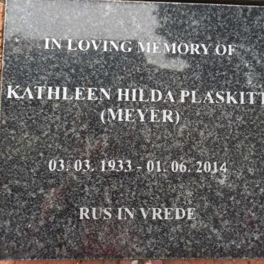 PLASKITT Kathleen Hilda nee MEYER 1933-2014