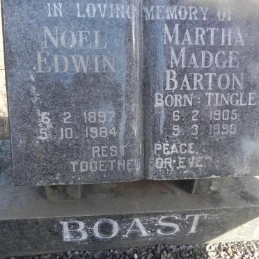 BOAST Noel Edwin 1897-1984 &amp; Martha Madge Barton nee TINGLE 1905-1993