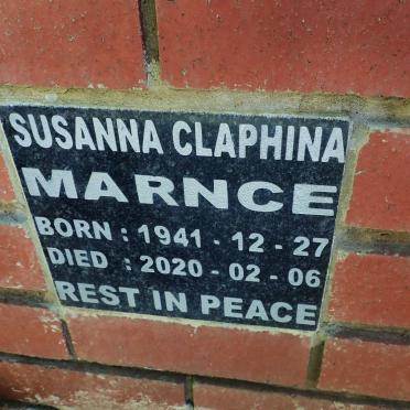 MARNCE Susanna Claphina 1941-2020