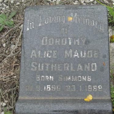 SUTHERLAND Dorothy Alice Maude nee SIMMONS 1896-1989