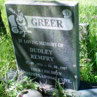 GREER Dudley Remfry 1916-1987