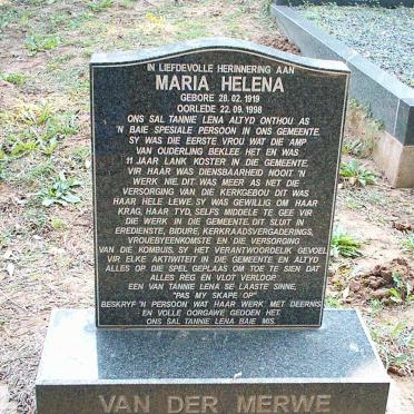 MERWE Maria Helena, van der 1919-1998