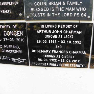 CHAPMAN Arthur John 1915-1992 &amp; Rosemary Frances 1922-2012