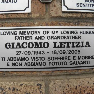 LETIZIA Giacomo 1943-2005