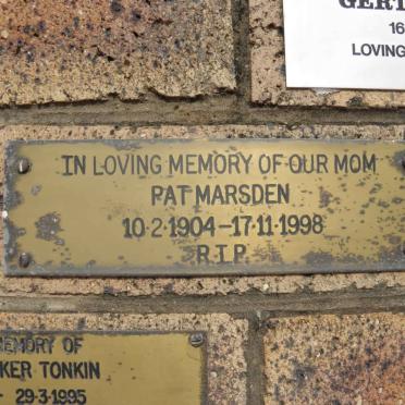 MARSDEN Pat 1904-1998