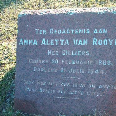 ROOYEN Anna Aletta, van nee CILLIERS 1888-1944