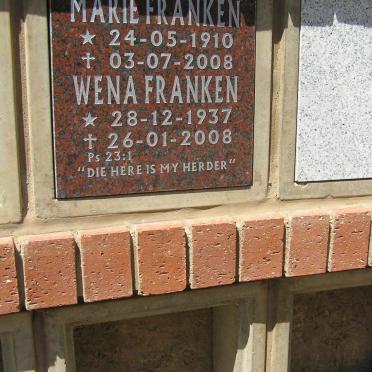 FRANKEN Marie 1910-2008 :: FRANKEN Wena 1937-2008