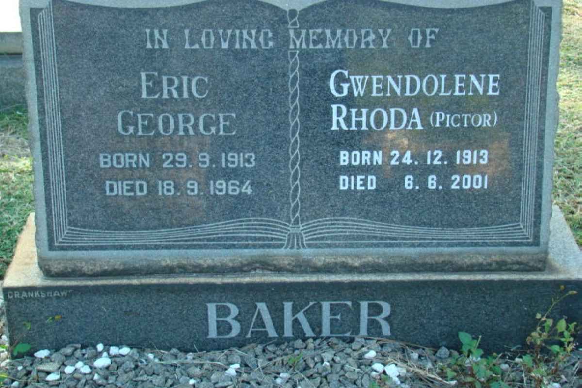 BAKER Eric George 1913-1964 &amp; Gwendolene Rhoda PICTOR 1913-2001