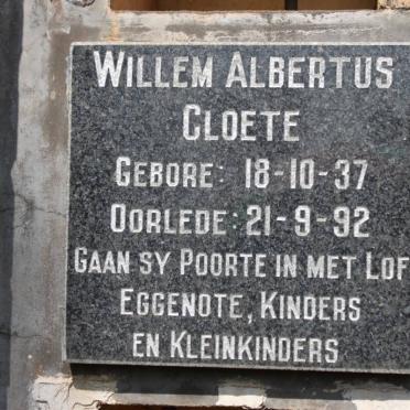 CLOETE Willem Albertus 1937-1992