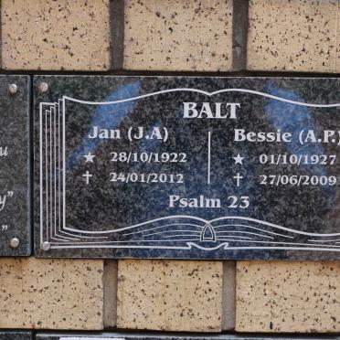 BALT J.A. 1922-2012 &amp; A.P. 1927-2009