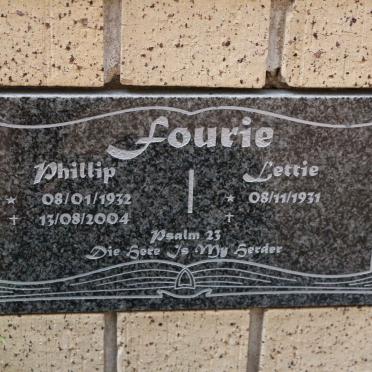 FOURIE Phillip 1932-2004 &amp; Lettie 1931-